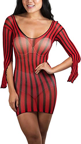 Image of ToBeInStyle Women's Stretch See Through Fishnet Novelty Mini Rave Party Dress
