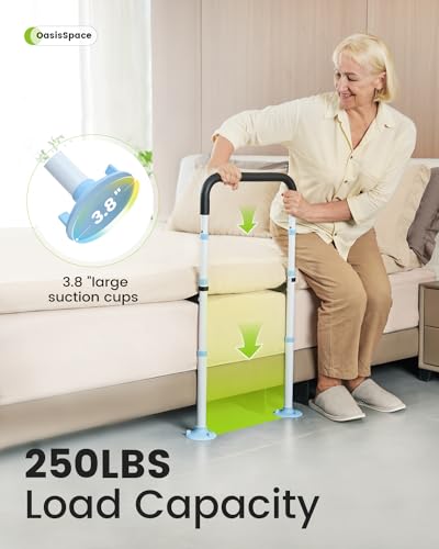 OasisSpace Bed Rail for Seniors, Medical Adjustable Bed Assist Rail Handle and Fall Prevention Safety Hand Guard Grab Bar for Elderly, Handicap - Fit King, Queen, Full, Twin - Thumbnail 3