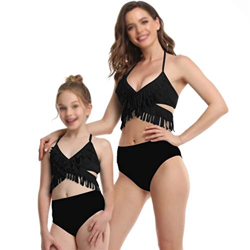 Rodzina Pasujące Sexy Czarne Bikini Set Swimsuit Kobiety Dziewczyny Stroje Kąpielowe Nowa Kobieta Pływanie Kostiumy Kąpi