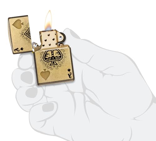 Zippo Ace of Skulls Design 540 Tumbled Brass Pocket Lighter by Zippo - Image 4