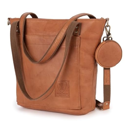 Berliner Bags Vintage Schultertasche Verona, Henkeltasche aus Leder, Handtasche für Frauen - Braun