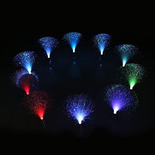 Fiber Optic Lamp, Color Changing Night Light, USB/Battery Powered, 13 Inch Fiber Optic Centerpiece Sensory Light, Black Base Colorful