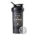 Rise & Grind on BlenderBottle Brand ProStak Shaker Cup, 22-oz. Protein Shaker Bottle with BlenderBall Whisk and 2 Twist n’ Lock Attachable containers (Black)
