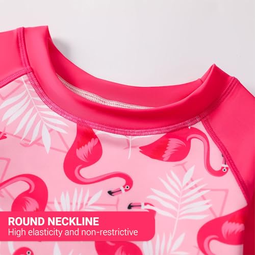 Image of JiAmy Girls Swimsuits Long Sleeve Bathing Suit Two Piece Rash Guard Set Beach Swimwear with UPF 50+ Sun Protection 3-9T