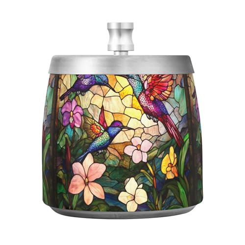 Posacenere per sigari in acciaio inox con coperchio per casa, ufficiale, all'aperto, senza fumo, inodore, in vetro colorato, per uomini e donne