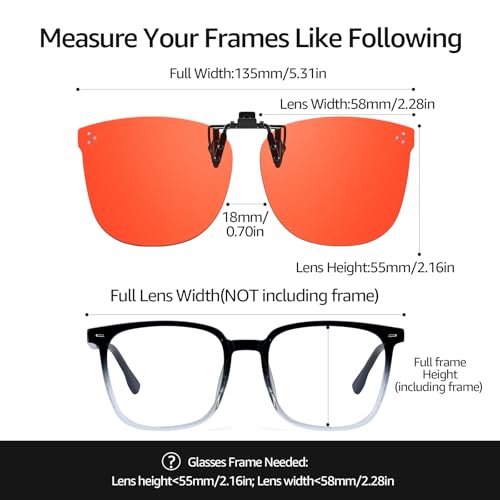 Image of TJUTR Clip On Blue Light Blocking Glasses for Big Prescription Glasses, Anti Eyestrain, Ideal for Computer Gaming TV