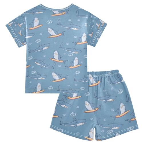 senya Sharks Surfboards P Summer Pajamas Set Short Cotton Sleepwear 2 Piece2
