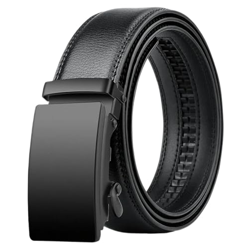 Belts for Men Automatic Buckle Belt for Men Business Belt Men PU Leather Waist Straps Male Jeans Belts for Men(105cm,Black)