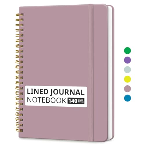 Image of Taja Lined Spiral Journal Notebook for Women & Men, 140 Pages, College Ruled Hardcover Notebook for Work & Note Taking, Journals for Writing, A5(5.7 inch x 7.9 inch) - Boho Purple