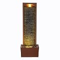 Teamson Home 38.5" Faux Slate Contemporary Outdoor LED Waterfall Fountain with Pebble Base, Red Rock