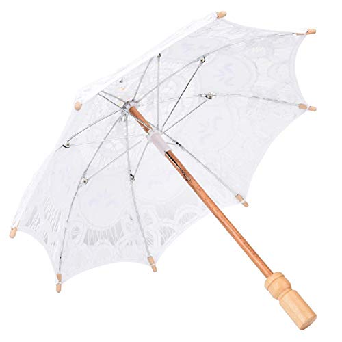 Buachois Dentelle Parapluie Artisanat Fleurs Dentelle Broderie Parapluie Enfants Scène Performance Fête de Mariée Décoration Photographie Scène Props...