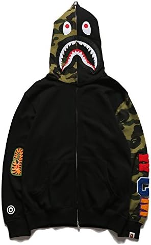 Camouflage shark jacket men's fall and winter cardigan zipper embroidery hooded sweater large size couple models