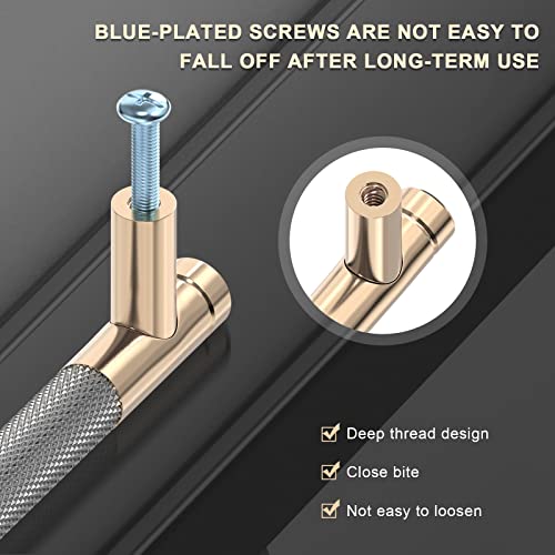 Cabinet Handles, 12 Pack 3 Inch Knurled Kitchen Cabinet Handles Aluminum Hardware Knurled Drawer Pulls Gold And Gray Oxidation Finish With Diamond Pattern 4.17 " Length ( 3" Hole Center) #TOP4