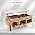 Tangkula Lift Top Coffee Table with Metal Legs, Rising Center Table w/Hidden Compartment & 3 Open Cubbies, Multifunctional Wood Dining Working Table for Living Room Reception Room (Natural)