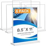 DoubleCare 6 Stück A4 Aufsteller, A4 Doppelseitiges Transparentes Tischaufsteller, T-Förmiger Vertikaler Acryl Ständer, Tischaufsteller für Werbung, Speisekarte, Hinweisschild Dokumenten