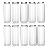 TINGJUNN 10 Stück Kunststoffbecher, Getränke-Plastikbecher, Mehrzweck-Trink-Saftflasche, kann Eiskaffee, Smoothies, Bier und Cocktails halten, mit einer Lasche zum Herausziehen