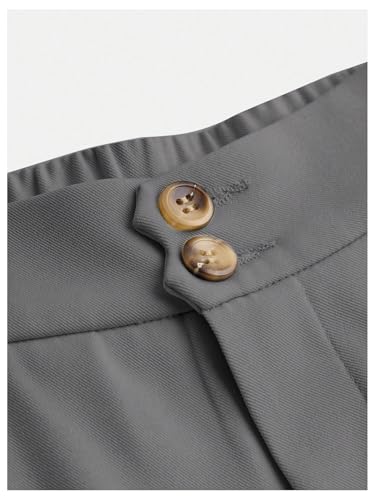 Image of OYOANGLE Girl's Pleated Wide Leg Pants Button Zipper Fly High Waisted Long Trousers with Pocket