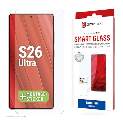 Displex Smart Glass Schutzglas (9H) für Samsung Galaxy S26 Ultra, Montagesticker, unzerbrechlich, ultra-dünn, unsichtbar (Smart Glass Ultra-Slim)