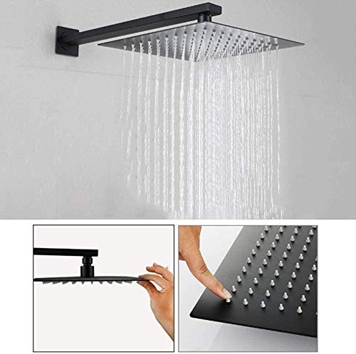 Système de douche thermostatique pour température stable ensemble noir mat 10"