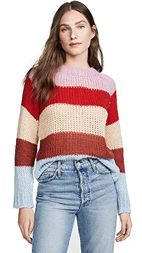 J.O.A. Women's Multi Stripe Sweater, Multi Stripe, Large