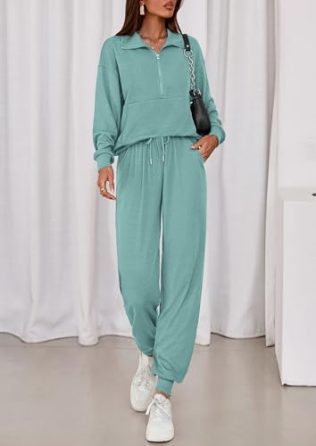 PRETTYGARDEN Women's Fall 2 Piece Lounge Sets Zip Up Sweatshirt Jogger Pants Sweat Track Suits Travel Outfit Winter Clothing