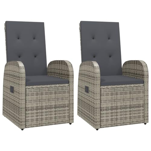 Chaise de jardin inclinable dossier réglable et coussins gris - 3