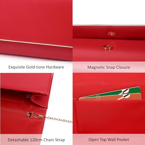 Image of DETARA Women Evening Bag Vegan Leather Clutch Purse Shoulder Crossbody Envelope Bag for Party Wedding Prom Bridal