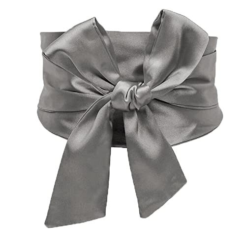 Wallerg Satin Wedding Party Bow Sash-Grey Color