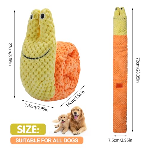 Treetopone Schnüffelspielzeug Hund,Intelligenzspielzeug Schnüffelteppich Hundespielzeug Intelligenz für Hunde,Gelb Schneckenform Interaktives Plüschspielzeug Hunde Geburtstag Geschenk