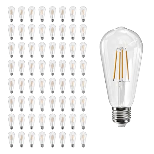 Image of Jensense Edison Bulbs E26 LED Bulb 60 Watt Equivalent, Vintage LED Light Bulbs CRI90+ ST19, Dimmable Clear Light Bulbs (2700K Warm White, 8watt-64 Pack)