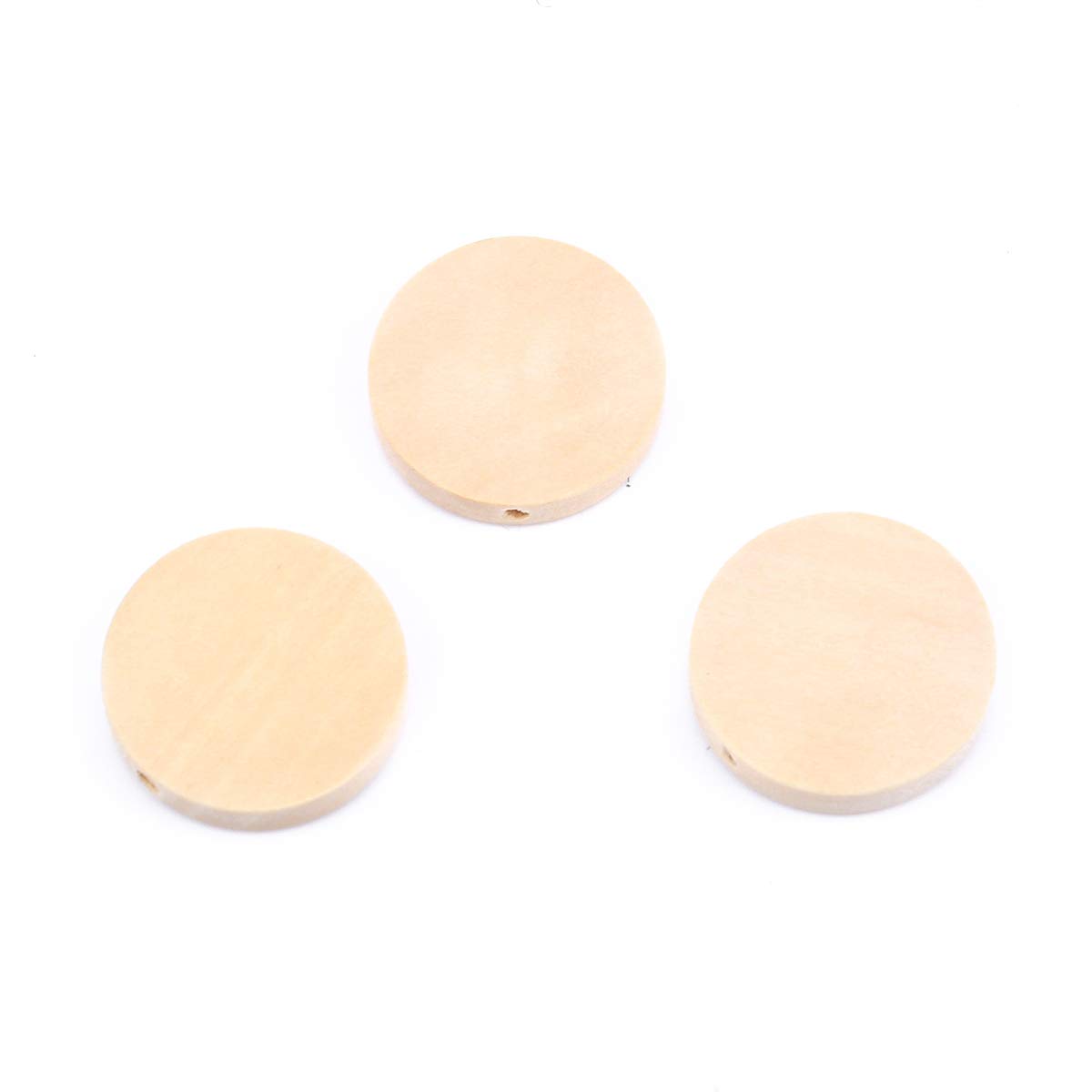 100 Natural Flat Round Wood Beads 20mm Diameter 4.2mm Thick with 1.8mm Hole