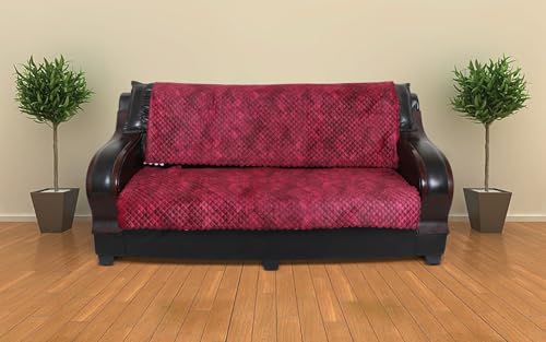 Image of 7 Seater Sofa Cover | Universal Non-Slip Fully Covered Protector for 3+2+2 Sofa Set | Durable Slipcover for Living Room Quilted Luxe (Ash Grey)