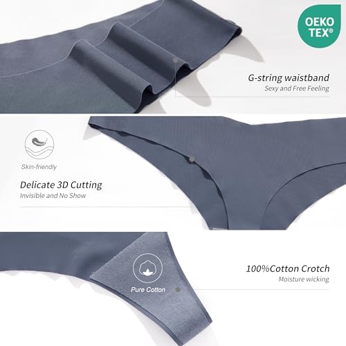 Image of DEANGELMON Seamless Thongs for Women No Show Thong Underwear Women Comfortable Multiple Pack