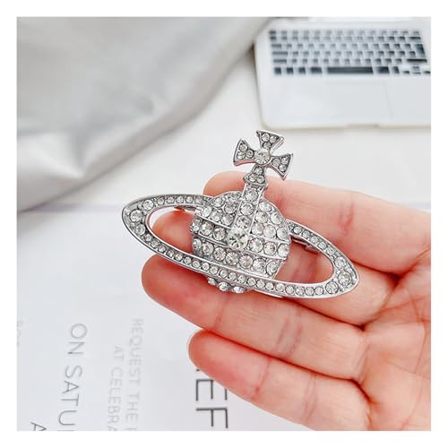 Image of Dreuyet Saturn Planet Brooch Pin for Women Ladies Dainty Rhinestone Star Lapel Pin Cubic Zirconia with Crystal Planet Brooch Fashion Dress Accessories Jewelry for Suit Clothing Jackets Badges