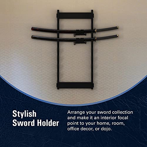 Whetstone Cutlery 8-Tier Wall Display Sword Rack, Durable Wall Mounted Samurai, Katana, Wakizashi, Or Any Standard Swords Holder With Stylish Elegant Black Finish - Home, Room, Office, Or Dojo Decor #TOP4
