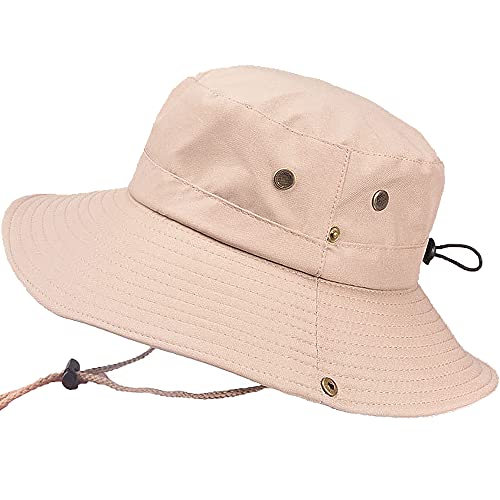 WANYIG Chapeau Soleil Pliable Homme Femme Anti UV Outdoor Chapeau Pêcheur Randonnée Safari Casquette Bucket Hat de Voyage UPF 50+(Beige) Cover