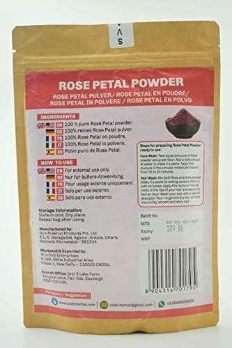 Miniatura 7 de SVATV Polvo de pétalos de rosa para aclarar la piel e imperfecciones, mascarilla exfoliante facial y para el cabello, para iluminar la piel