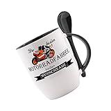 Crealuxe Löffeltasse 'Die besten Motorradfahrer heißen (Wunschname)' personalisiert, Kaffeetasse mit Motiv, Bürotasse
