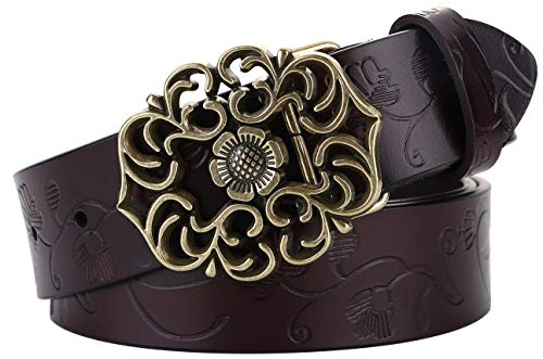 ALAIX Women's Leather Belt for Dress Jeans Belt Vintage Genuine Leather Wide Waist Belts for Women - Main Image