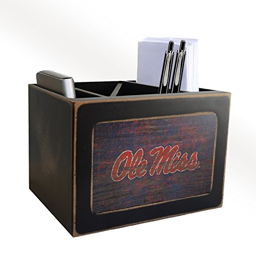Fan Creations Ole Miss Rebels Distressed Team Logo Desktop Organizer with Color