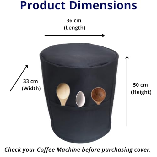 Image of Coffee Maker Machine Cover Dust Proof, Water Proof, Washable Cover Compatible With Pockets. Protect Your Machine from Dust Water and Scratches - Black