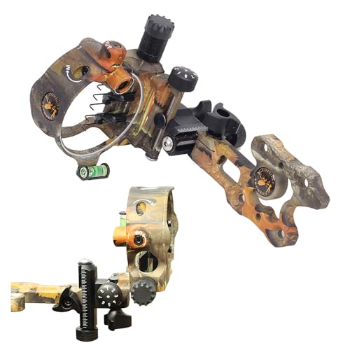 PYMUST Mira para Arco Compuesto Fabricada con CNC, con 5 Pines Ajustables de 0,019 Pulgadas, para Tiro con Arco, Caza al Aire Libre y Accesorios de Tiro (Camuflaje, Corto)