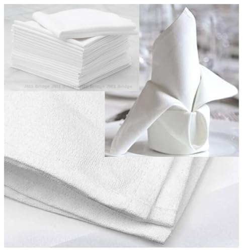 Cotton Cloth Napkins White | Set of 6 | Large Size – 50 x 50 cm | Reusable Dinner Napkin, Hotel Quality Fabric for Home & Events. Ideal for Restaurant, Weddings and Parties | Heavy Weight Fabric