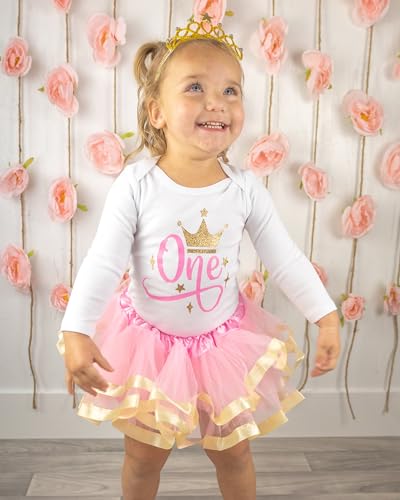 Image of Luke and Lulu First Birthday Outfit Girl - 1st Birthday Princess Crown Tutu Set