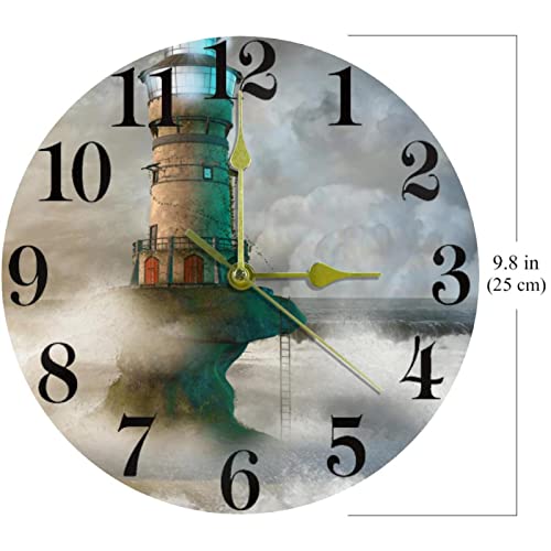 Horloge murale Ocean Lighthouse sans bruit pour travailler sans distraction