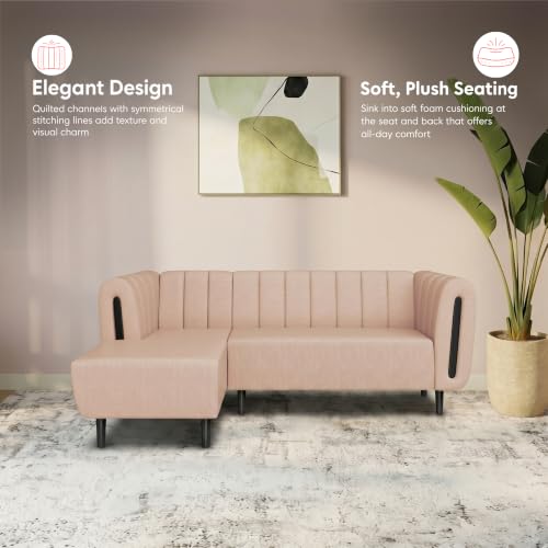 Image of Interio by Godrej Paramount L-Shape 3 Seater Right Hand Side Fabric Sofa, 1-Year Warranty, Solid Wood, Beige