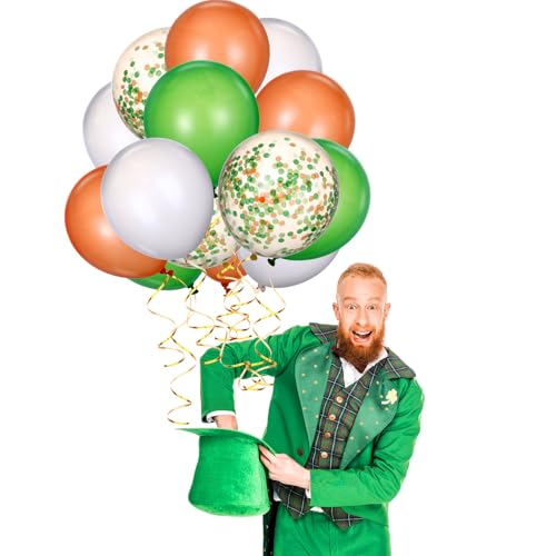 80 Pcs Green Orange Balloons St Patrick's Day Confetti Latex Balloons 12 Inch for St Patrick's Day Party Arch Decorations Supplies