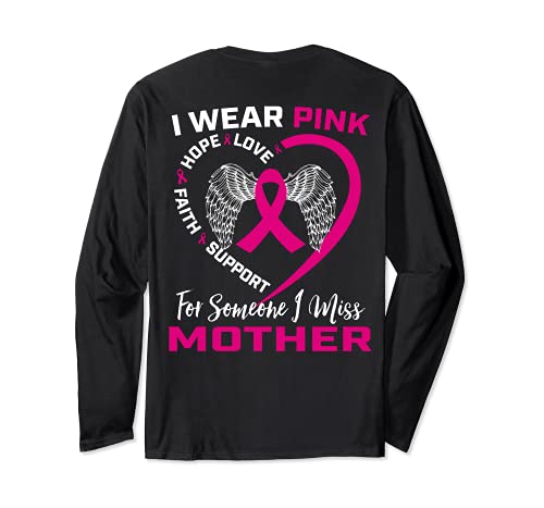 Pink In Memory Of My Mom - Stampa grafica per cancro al seno Maglia a Manica