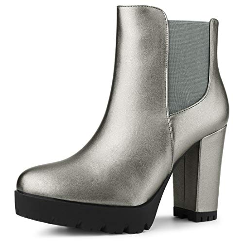 Image of Allegra K Women's Round Toe Zipper Block Heel Platform Ankle Boots