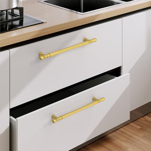 9BUILD 10 Pack Gold Cabinet Pulls 7.5 Inch Cabinet Handles Kitchen Cabinet Hardware Gold Kitchen Handles for 9B0054 by 9BUILD - Image 2